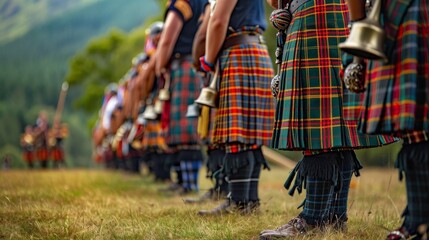 Fototapeta na wymiar Scottish kilt, Highland games in action, strength and tradition