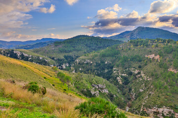 Naklejka premium Italy Sicily Segesta city ruins on a cloudy autumn day