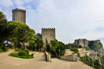 Italy Sicily Erice city view on a cloudy autumn day