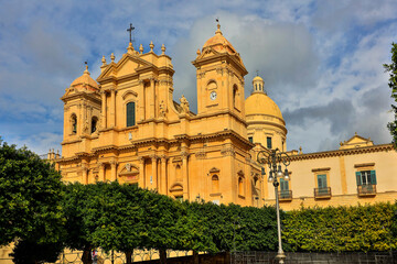 Italy Sicily Noto city view on a cloudy autumn day