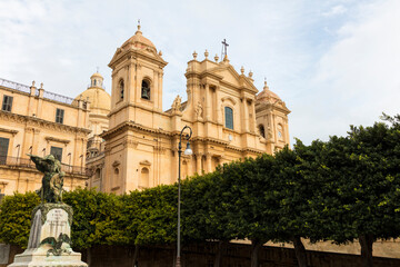 Italy Sicily Noto city view on a cloudy autumn day