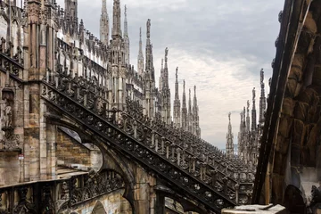 Gordijnen Italy Milan Duomo Cathedral on a cloudy autumn day © Iurii