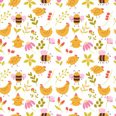 Happy Easter seamless pattern on white background