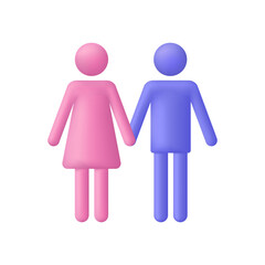 3D Woman and man icon. Couple concept