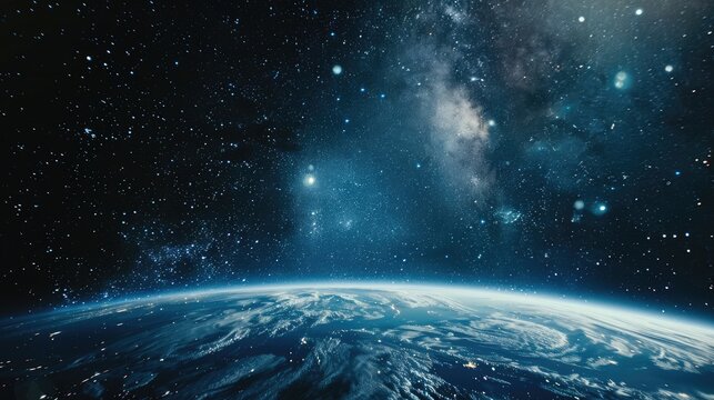 View of planet Earth from space. space exploration, space background, wallpaper, earth hour, with copy space