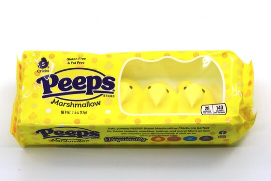 Peeps marshmallow candy packages for Easter holiday. Cleveland, Ohio, USA - February 19