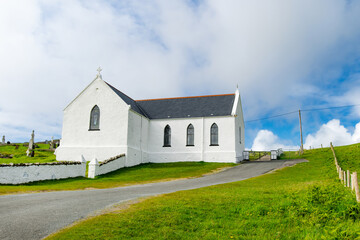 Fototapeta na wymiar St. Mary's Parish Church, located in Lagg, the second most northerly Catholic church and one of the oldest Catholic churches still in use in Ireland, county Donegal, Ireland.