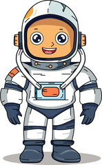 Astronaut cartoon character standing on a white background