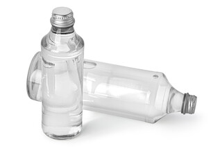 Glass water bottle isolated