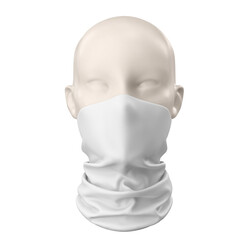 An image of a White Buff on a mannequin isolated on a white background