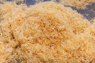 Sawdust wood chips on pile