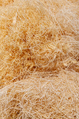 Tree log shavings in a pile
