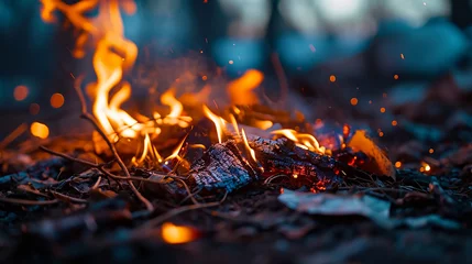 Selbstklebende Fototapeten Trash on fire, vibrant flames set against a backdrop of pure simplicity. © Fahad