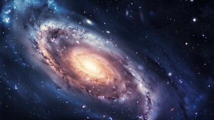 View of spiral galaxy, stars, space exploration, cosmic background