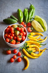Tomatoes, chilli peppers, cucumbers and peppers