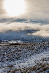 Autumn landscape with a snow, North Iceland