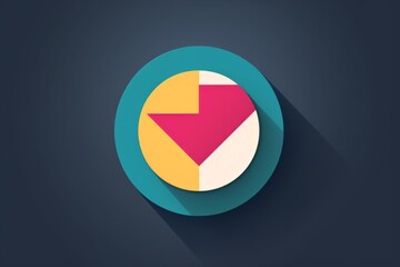 Circular Object With Pink and Yellow Arrow