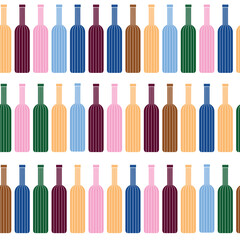 Pattern of wine bottles in various complementary colors