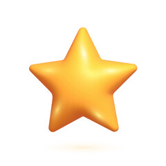3D yellow star. One Realistic 3D yellow star isolated on white background.
