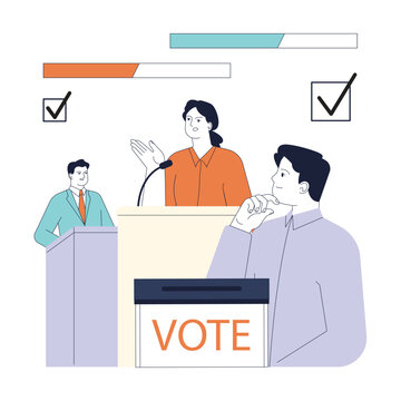 Political diversity. Citizens engaging in a multi-party electoral process.