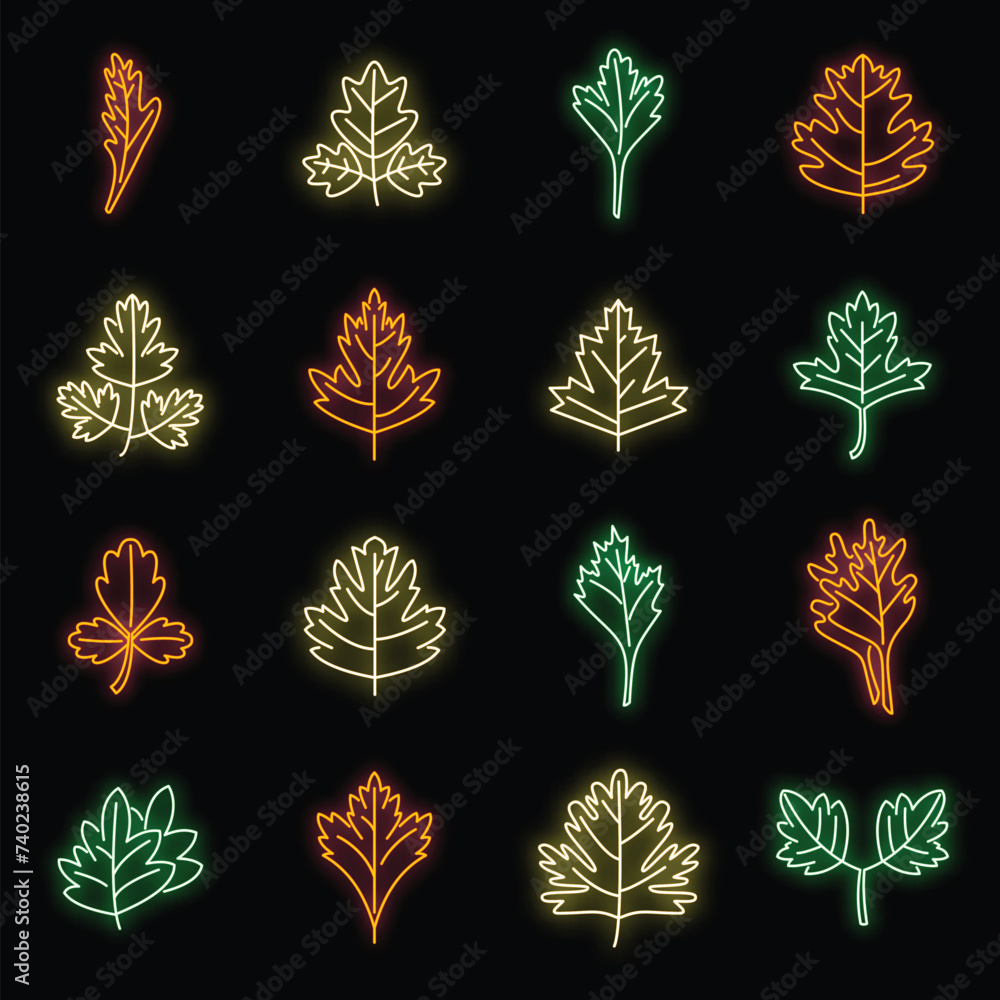 Canvas Prints parsley icons set outline vector. bunch leaf. botany herb