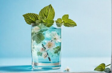 ,A crisp mojito cocktail with fresh mint leaves, isolated on a white background, mojito cocktail with mint leaves