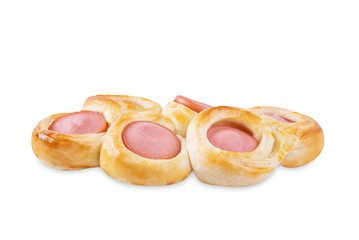 Baked sausage bread Hotdog on a white isolated background