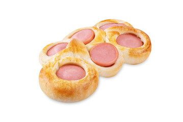 Baked sausage bread Hotdog on a white isolated background