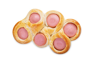 Baked sausage bread Hotdog on a white isolated background