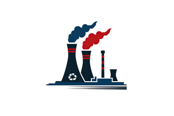 nuclear power plant logo on transparent background - obrazy, fototapety, plakaty