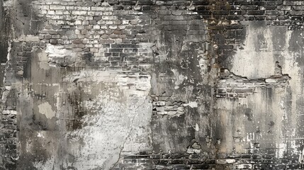 old cracked brick wall, showcasing the weathered charm of aged brickwork and architectural decay.