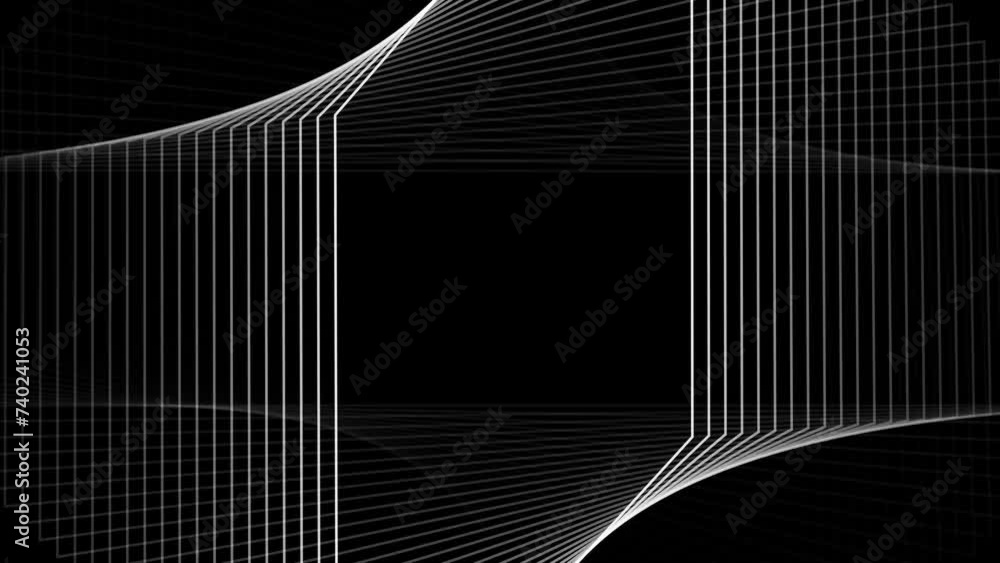 Poster background for motion design in the form of moving quadrangles of white lines. suitable for minimali