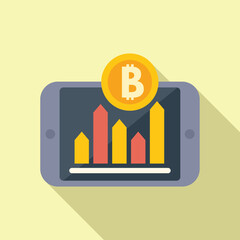 Bitcoin graph analyst icon flat vector. Data price salary. Gain financial