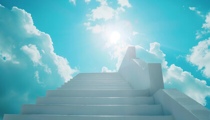 Stairway leading up to the sky toward the light