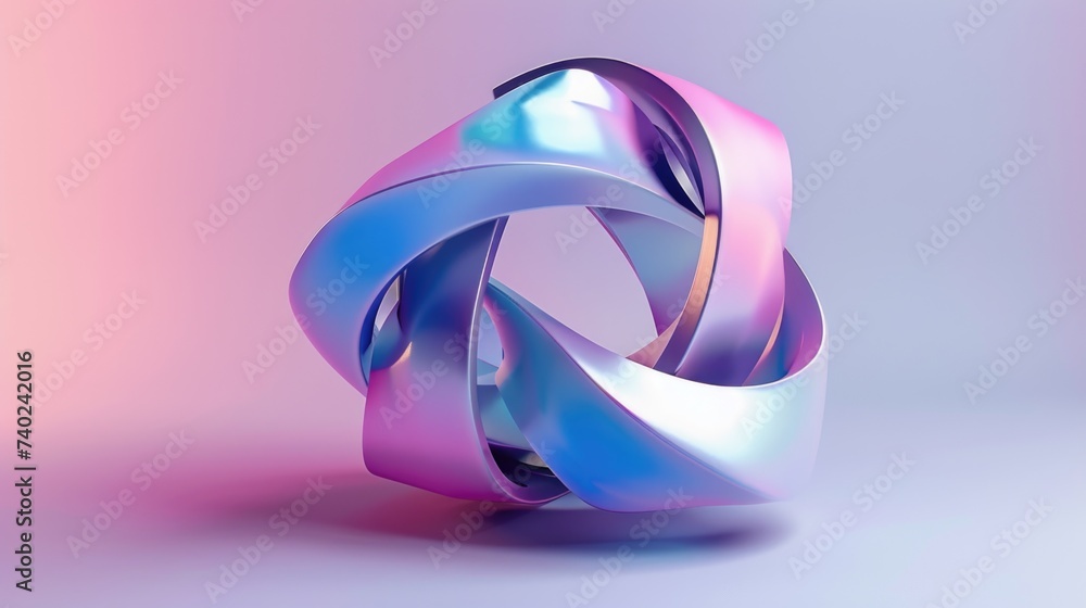 Poster holo abstract 3d shape. ai generative.