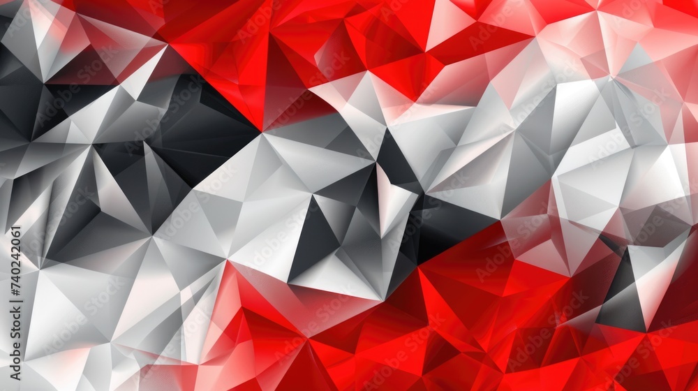Poster black red low-polygonal background in the form of polygons and white lines between them. ai generati