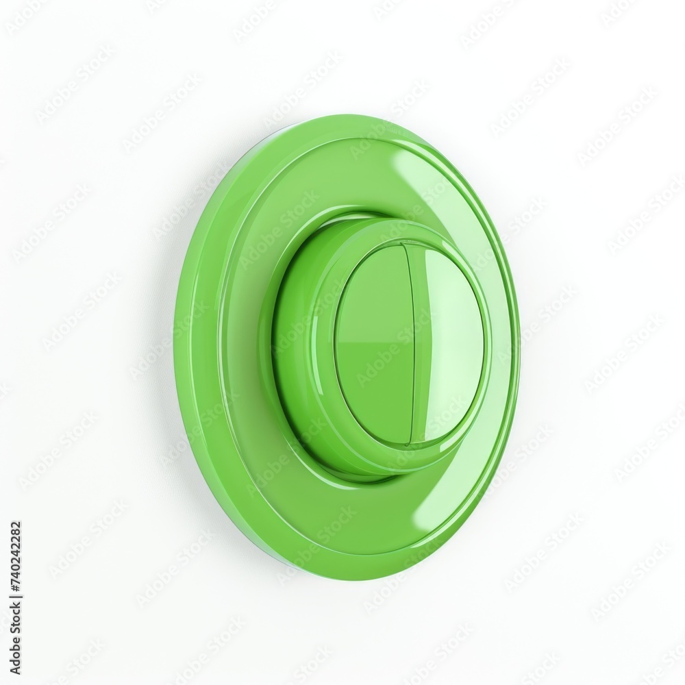 Poster green toggle switch or activator in 3d style on a white background. ai generative.
