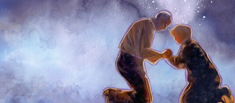 Reconciliation concept, Lent Season, watercolor