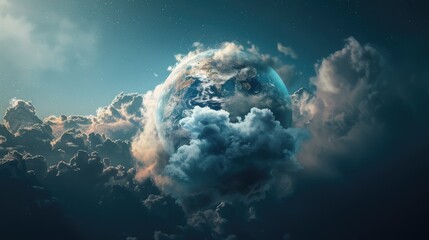 presence of CO2 in the atmosphere with an Earth image. - obrazy, fototapety, plakaty