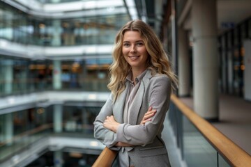 Fototapeta premium A confident Caucasian businesswoman poses