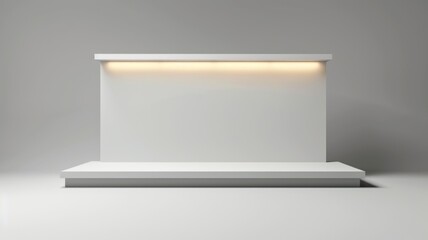 Elegant Wooden Booth Design - Modern showcase with spotlight and shadows