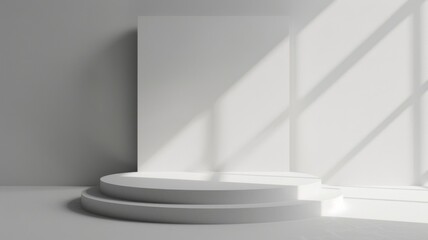 Minimalist Display Concept - Elegant product presentation stand with clean lines and soft shadows