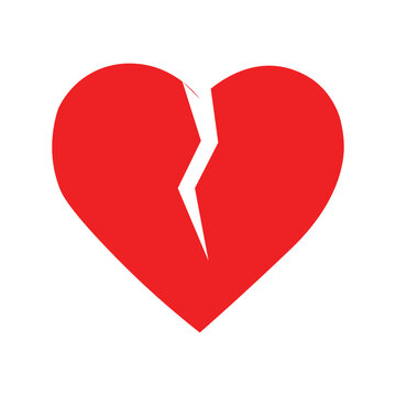 Red broken heart. Flat icon for apps and websites. Vector illustration.