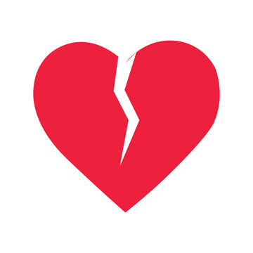 Pink broken heart. Flat icon for apps and websites. Vector illustration.