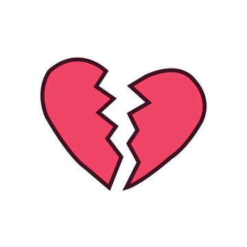 Outline red broken heart icon isolated on white background. Line love pictogram. Valentines day symbol for website design, mobile application, logo, ui. Editable stroke. Vector illustration. Eps10.