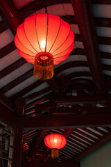 Traditonal Chinese lanterns in a typical Chinese garden