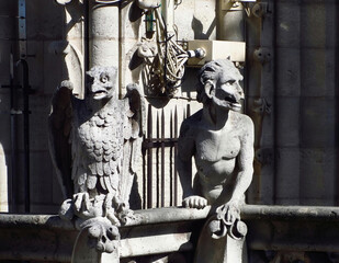 Architectural details of the Notre-Dame cathedral one of the most famous buildings in the world,one...