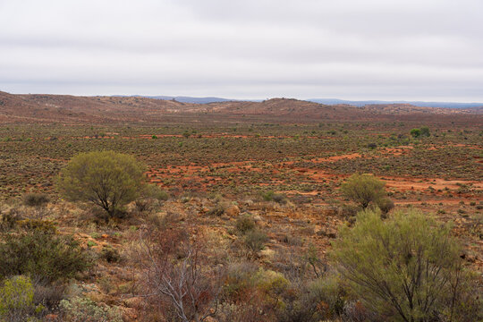 Rugged outback scenery surrounding the Living Desert State park in NSW, Australia