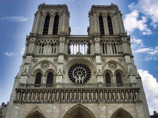 Notre-Dame cathedral one of the most famous buildings in the world, one of the most visited monuments in Paris (France)
