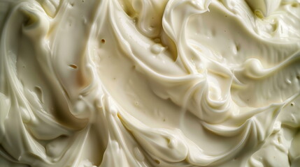 Organic Yogurt Whirls: Macro shot of creamy organic yogurt texture.